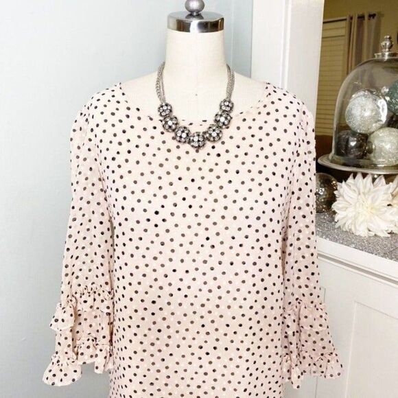 Max Studios Bell Sleeve Top Blush Pink Black Small - Picture 4 of 10